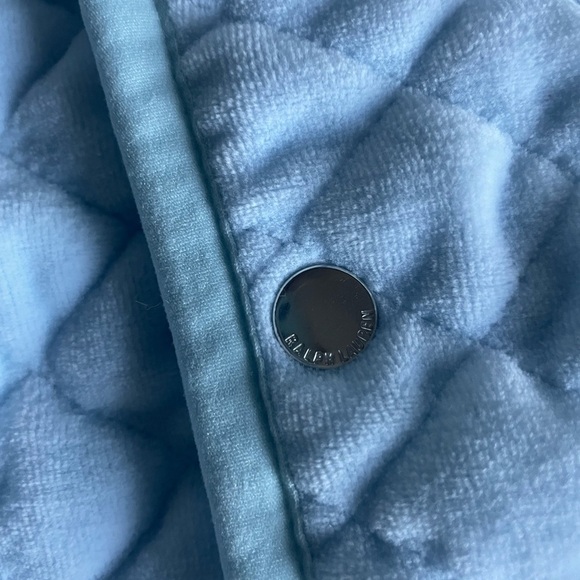 Ralph Lauren Quilted Velour Hooded Cape 9 mo Beryl Blue - Picture 4 of 8